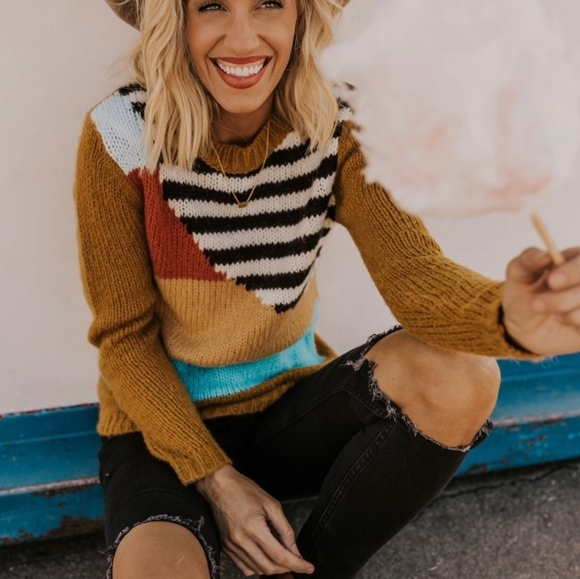 Roolee Sweaters - ROOLEEE XS color block sweater Mona desert
